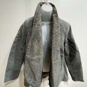 IMAN Metallic Gray Jacket with Gold Accent